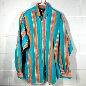 Polo Ralph Lauren Stripe Pastel Long Sleeve Button Down Men L Shirt Colorful